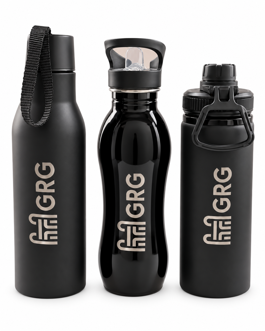 Botellas deportivas negras personalizadas