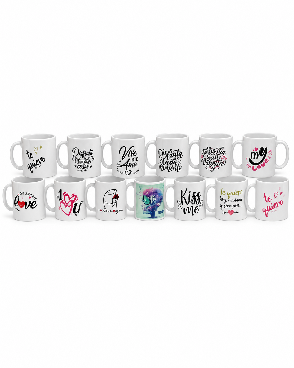 Colección de tazas blancas personalizadas