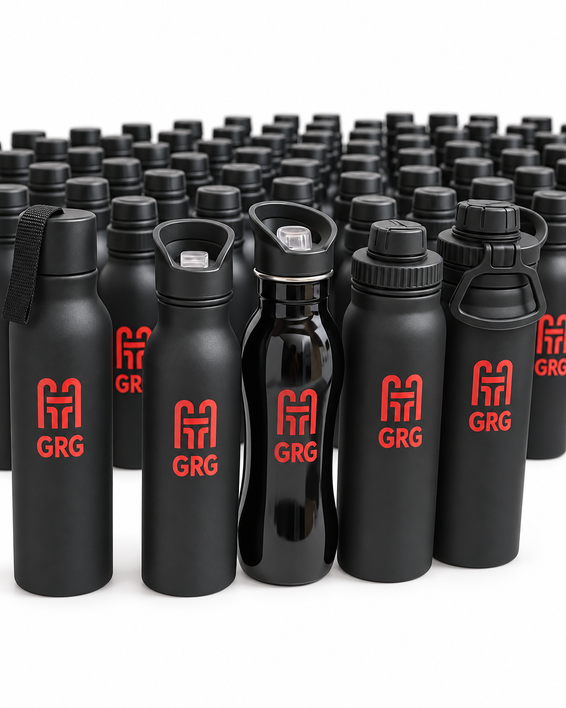 Botellas deportivas negras por volumen