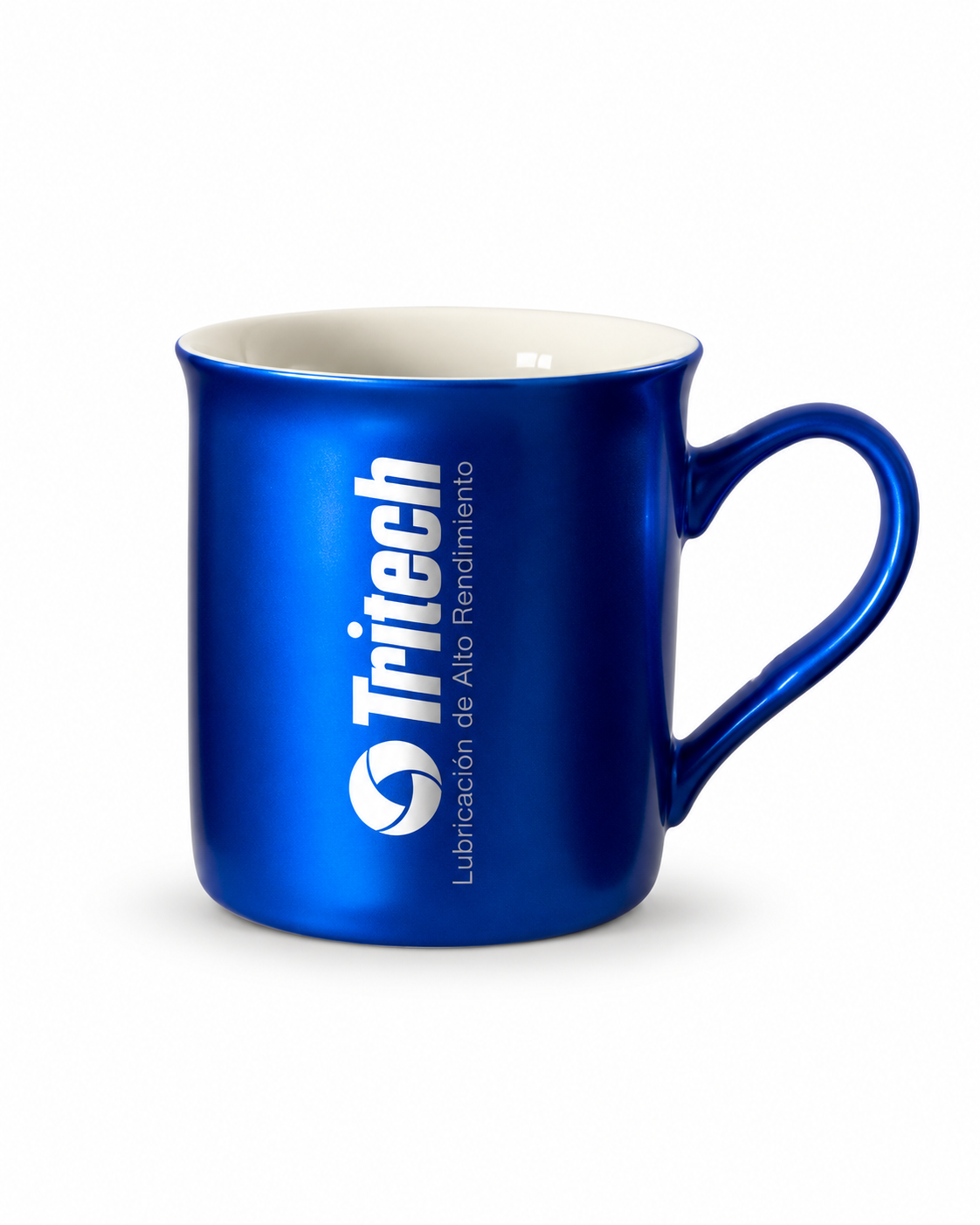 Taza metálica azul personalizada