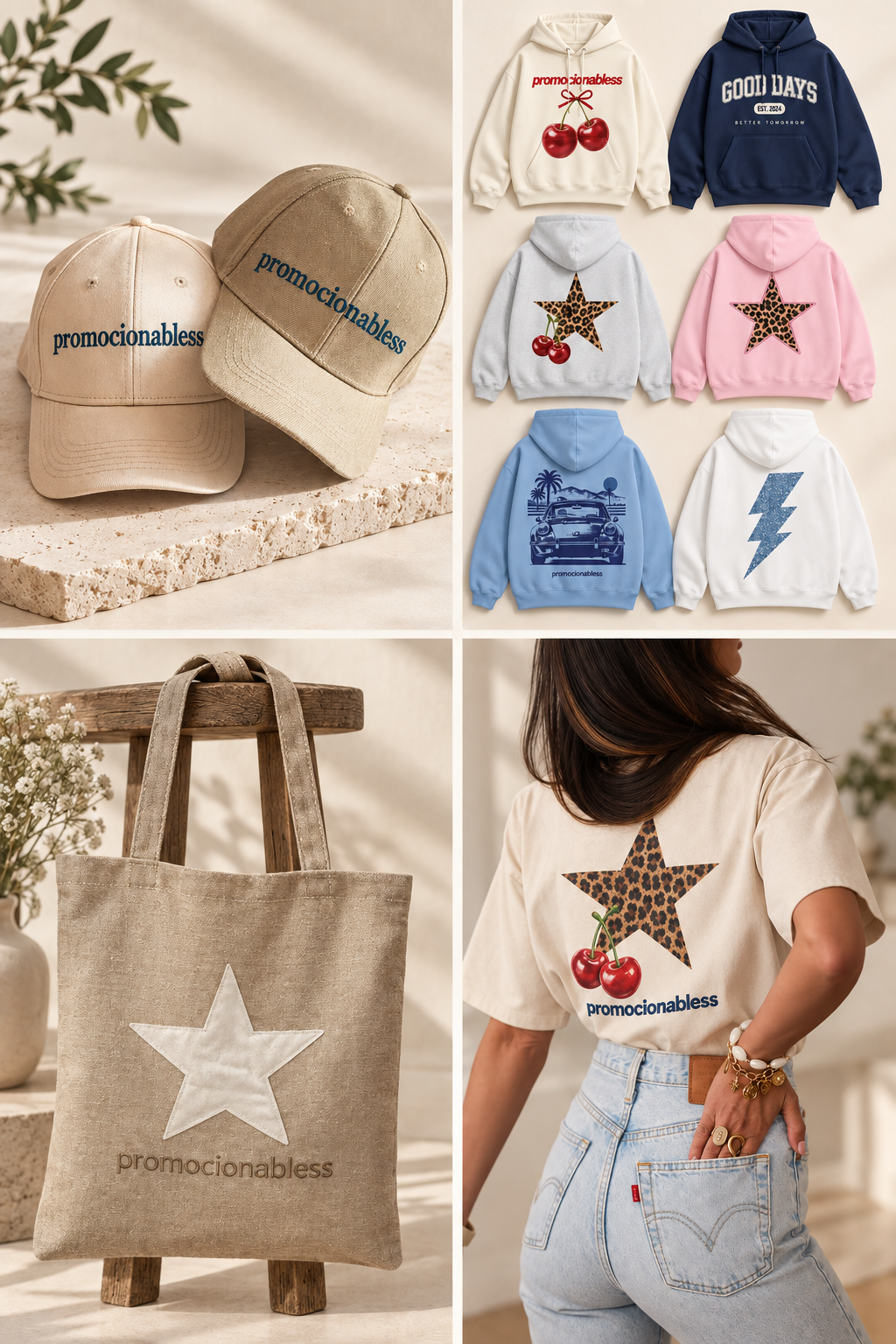 Gorras, hoodies, bolsas y playeras personalizadas de promocionabless